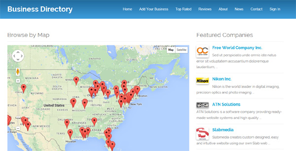 browse the listing by map business directory php script