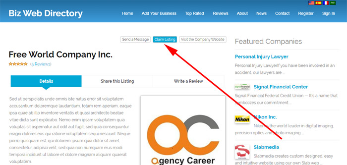 claiming a business listing business directory php script