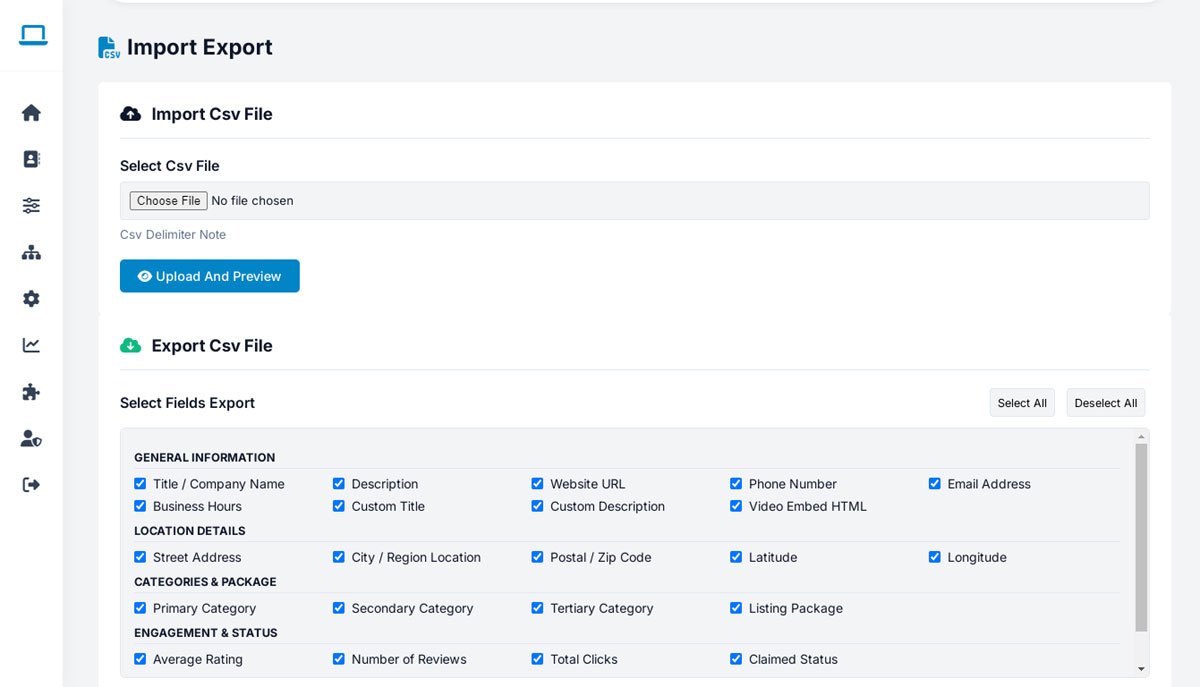 php business directory feature: populate a new directory overnight with bulk csv import & export
