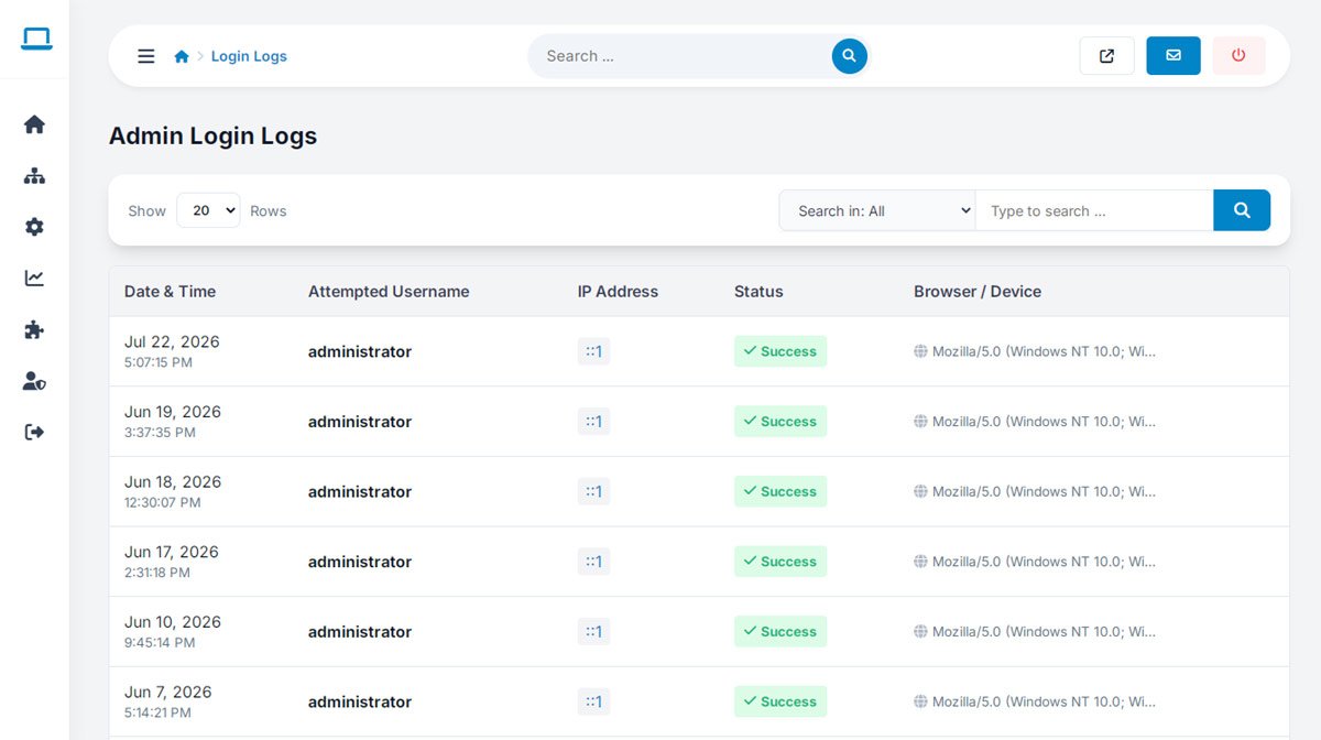 php business directory feature: know exactly who accessed your admin panel, and when