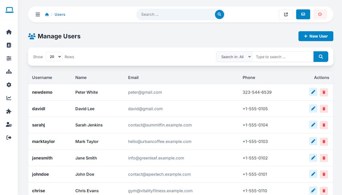 php business directory feature: a crm-style view of every merchant and consumer on your platform