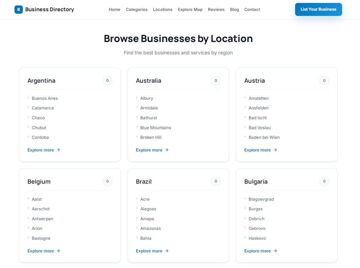php business directory feature: geo-targeted location pages built to rank for every city you serve