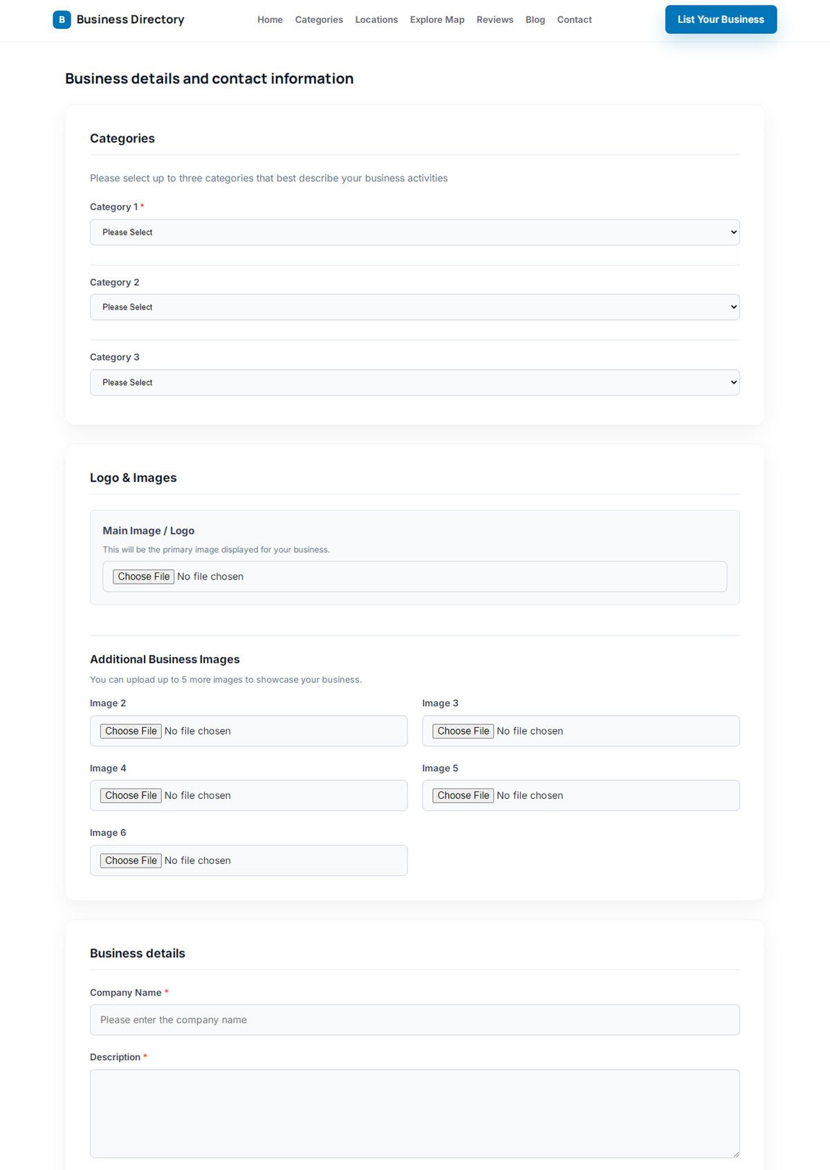 php business directory feature: a listing form vendors actually finish