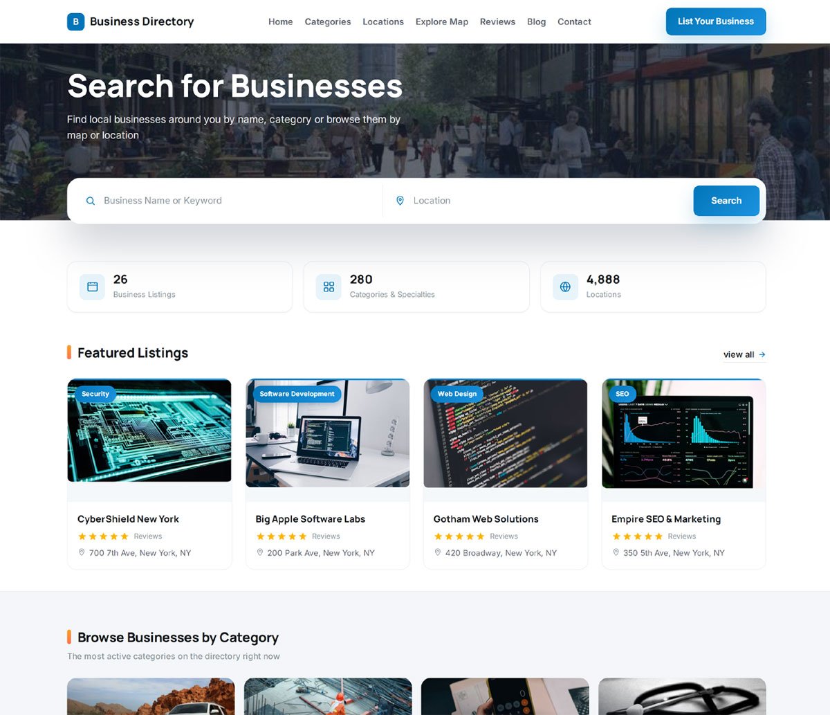 php business directory feature: a home page built to convert visitors into vendor revenue