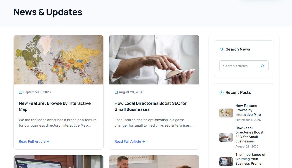 php business directory feature: a built-in blog that captures traffic your listings can't
