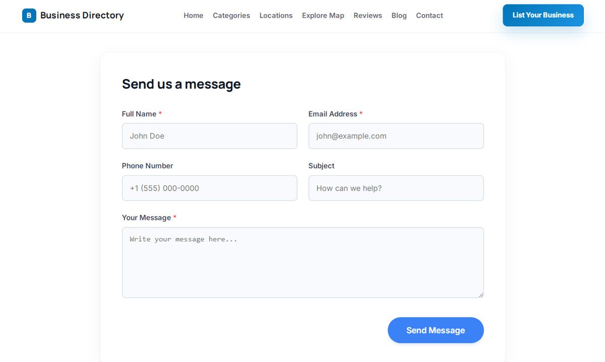 php business directory feature: a contact form that filters spam and captures real leads