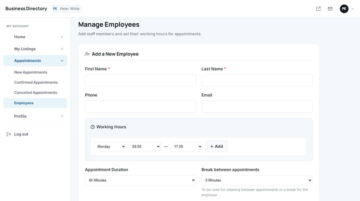 php business directory feature: multi-staff scheduling for salons, clinics, and growing teams