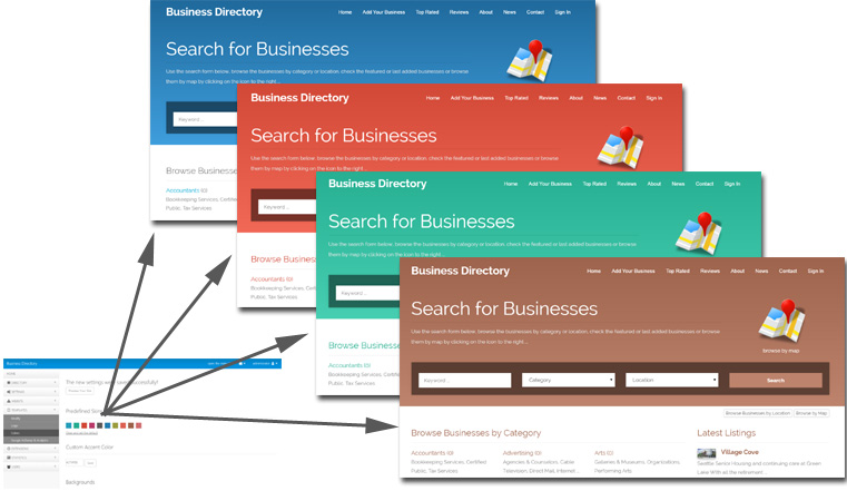 changing the template colors from the admin panel business directory php script